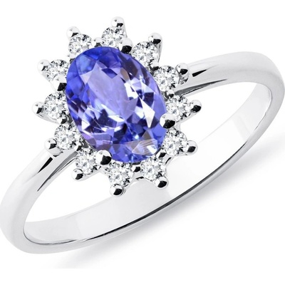 Klenota Prsten z bílého zlata s tanzanitem a diamanty k0070012