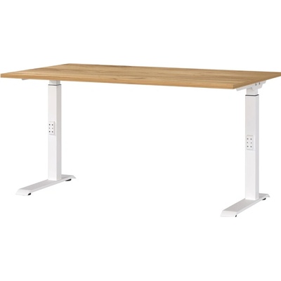 Sconto Pracovný stôl LISSABON 2 biela/dub navarra, šírka 140 cm