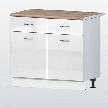 Голд - Аполо Долен кухненски шкаф с 2 врати и 2 чекмеджета Алис b63 100 см бял гланц