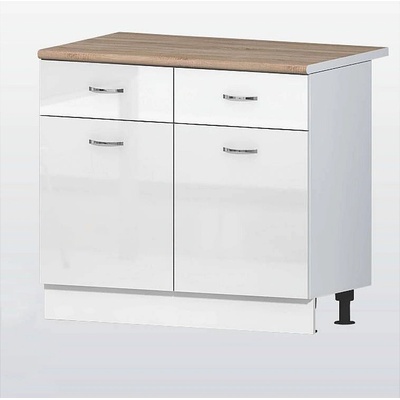 Голд - Аполо Долен кухненски шкаф с 2 врати и 2 чекмеджета Алис b63 100 см бял гланц