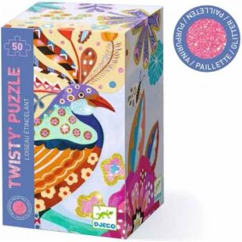 DJECO - Пъзел с брокат с 50 части - Искряща птица (DJ07022)