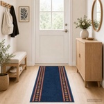 vidaXL Килим с пътека FLORNES Тъкан Синьо 80 x 450 cm ПП 7 mm (42057267)