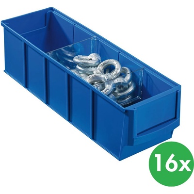 Allit Plastový regálový box ShelfBox typ A 91 x 300 x 81 mm 16 ks modrý