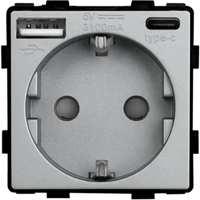 Luxon КОНТАКТ С usb-a+c И ДЕТСКА ЗАЩИТА МЕХАНИЗЪМ СИВ luxon (737494801379)