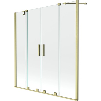 Mexen Velar Duo параван за вана, 2-крилен плъзгащ се 160 x 150 см, прозрачен, златист матов - 896-160-000-02-55 (896-160-000-02-55)