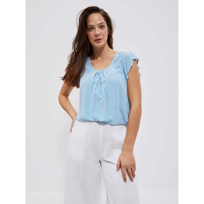 Moodo Блуза на сини и бели райета Moodo Moodo | Byal | ЖЕНИ | XS