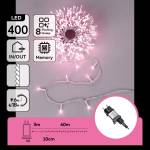 Aigostar - LED Външна коледна гирлянда 400xLED/8 функции 43m IP44 розова (AI3084)