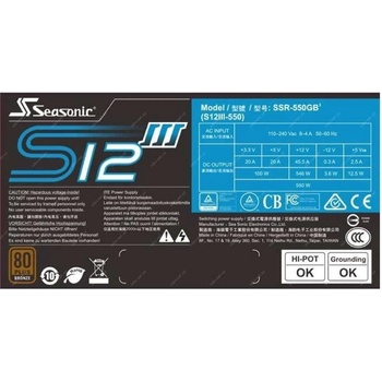 Seasonic S12III-550 550W 1Y55GB3RT3A11X