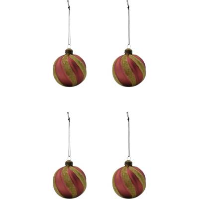 House Doctor Skleněné ozdoby Swirl Rouge set 4 ks, růžová barva, sklo