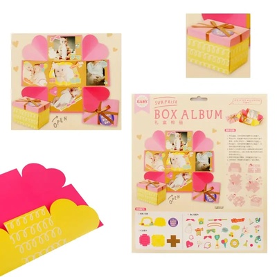 Картичка в правоъгълна кутия, розова - крафт комплект за скрапбукинг (К84463-2)