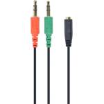 Gembird 20cm 2pcs Jack stereo 3, 5mm - Jack stereo 3, 5mm (4pin) M/F черен адаптер CCA-418 (CCA-418)