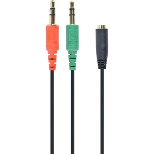 Gembird 20cm 2pcs Jack stereo 3, 5mm - Jack stereo 3, 5mm (4pin) M/F черен адаптер CCA-418 (CCA-418)