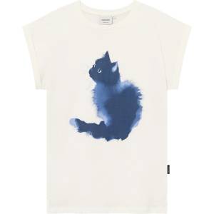 DEDICATED Дамска тениска DEDICATED Women's T-Shirt Visby Watercolor Cat T-shirt - Off-White (916-7289-0113)