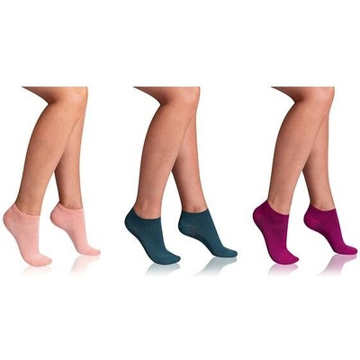 Bellinda BAMBUS AIR LADIES IN-SHOE SOCKS 3x Krátke dámske bambusové ponožky 3 ks BE486807 oranžová tmavo zelená fialová