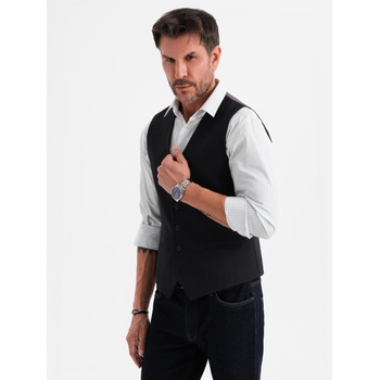 Ombre Clothing Мъжка черна костюмена жилетка с класически детайли и подплата Ombre Clothing | Cheren | МЪЖЕ | L
