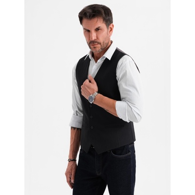 Ombre Clothing Мъжка черна костюмена жилетка с класически детайли и подплата Ombre Clothing | Cheren | МЪЖЕ | L