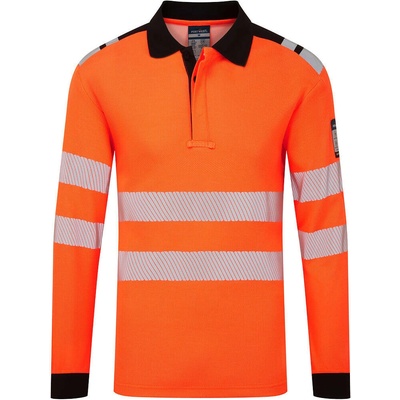 Portwest polokošeľa s dlhým rukávom PW3 Modaflame Knit HVO FR FR734 Oranžová čierna XL