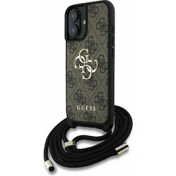 GUESS PU 4G метално лого с каишка за кръст за iPhone 16 кафяв Guess | Lilav | ЖЕНИ | UNI