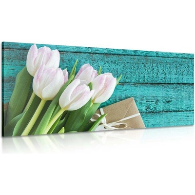 Obraz kytice tulipánů a obálka - 80x40