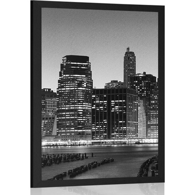 Plagát nočný New York v čiernobielom prevedení