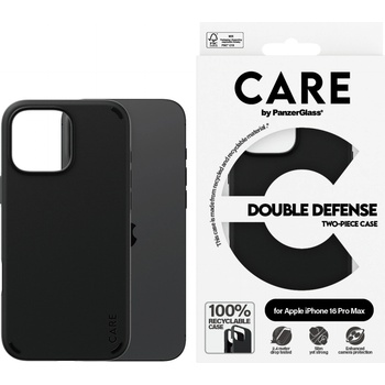 Panzer Гръб CARE by PanzerGlass за iPhone 16 Pro Max, Feature Case Double Defence - Черен