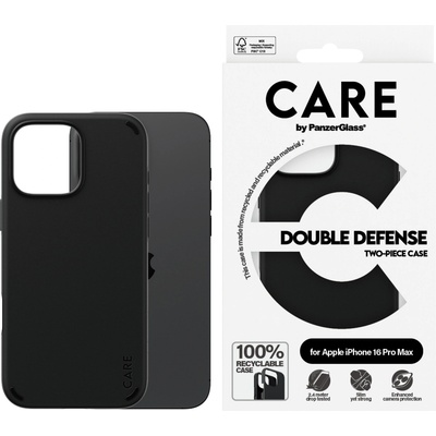 Panzer Гръб CARE by PanzerGlass за iPhone 16 Pro Max, Feature Case Double Defence - Черен