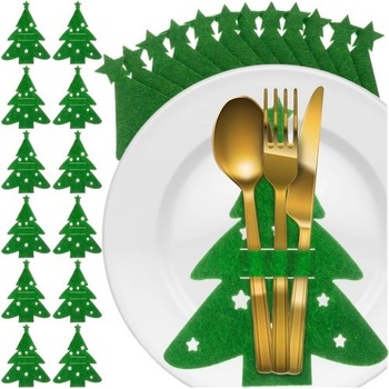 ISO TRADE Obal na príbory v tvare stromčeka 12ks