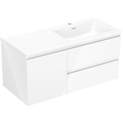 Mexen Orio баня шкаф 100 см с мивка Otis дясна, 2S, 1D, бял гланц - 91A13-10047-3-BBFFF00-W18P00 (91A13-10047-3-BBFFF00-W18P00)