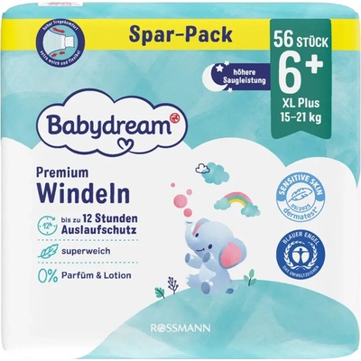 Babydream Premium 15–21 kg 6+ XL+ 56 ks