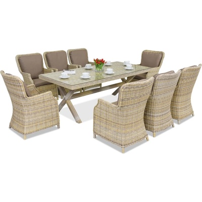 Garden Point Техноратанов комплект за трапезария London за 8 души Garden Point, бежов (GAP105-8)
