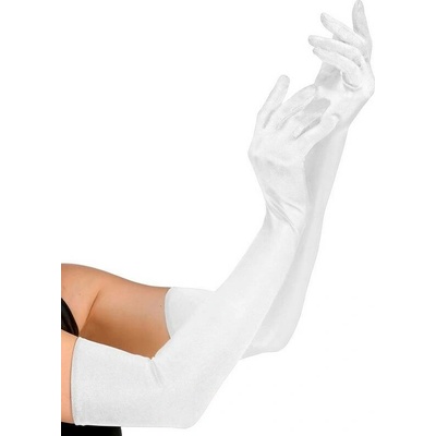 Rukavice saténové bílé dlouhé 60 cm 95385