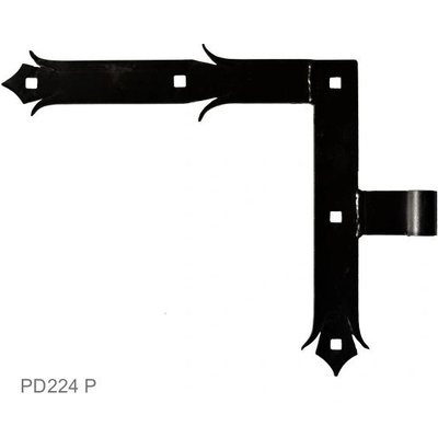 Kování ozdobné, 250x290mm, 35x4mm, ø 14mm pravé, černé