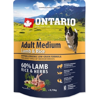 Ontario Adult Medium Lamb & Rice 0,75 kg