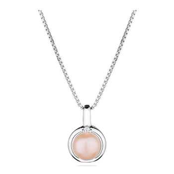 Image 1 of Swan Дамско сребърно колие с овална розова перла sp0253p