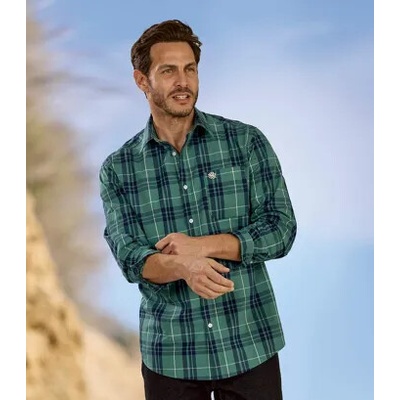 Atlas For Men kockovaná popelínová košeľa s dlhým rukávom