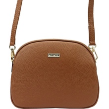 Tříoddílová hnědá kožená crossbody kabelka Mia More no. 064