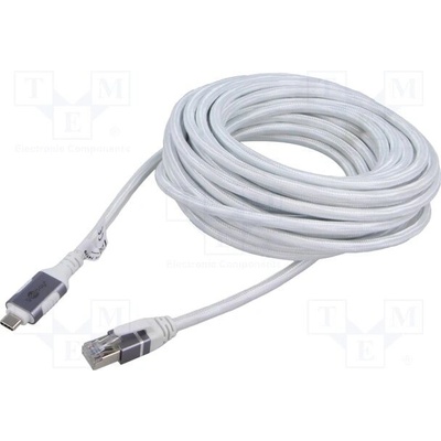 Goobay 74180 USB 3.1, RJ45 vidlice,USB C vidlice, niklovaný, 10m, bílý