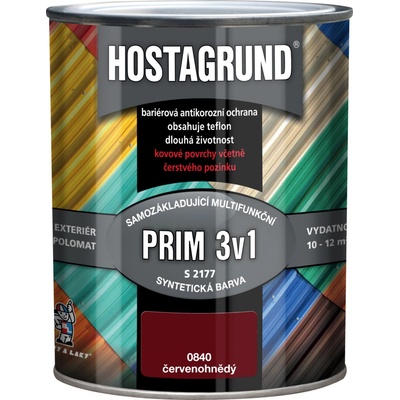 Hostagrund 3v1 Prim základná aj vrchná farba na kov S2177 0,6 l červenohnedá
