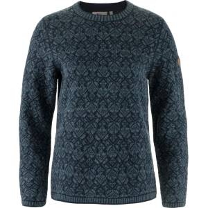 Fjällräven Дамски вълнен пуловер Fjällräven Women's Snow Round Neck Sweater Wool jumper - Dark Navy (105-7042-0113)