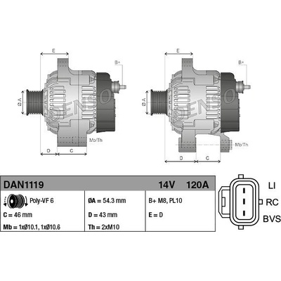 Alternátor DENSO (DE DAN1119)