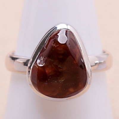 Nefertitis Achát mexický ohnivý prsten stříbro R635