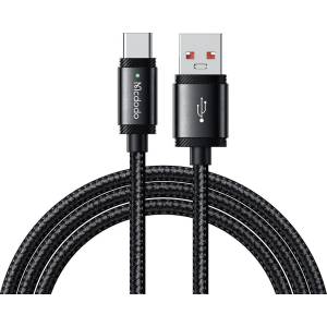 Mcdodo Кабел за данни - Mcdodo (CA-4730) - USB-A → Type-C, бързо зареждане, 6A, 120W, LED индикатор, 1.5m - Черен