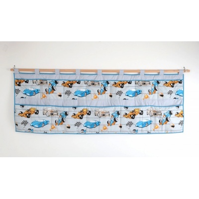 Jan peří kapsář za velkou postel 70x200 cm závodní auta/ šedý podklad