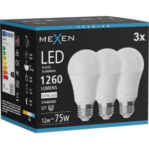 Mexen Nova 3x LED крушка E27, A60, 12W, Неутрална - 4000K, 1260 lm - L100-E27-1240-01x03 (L100-E27-1240-01x03)