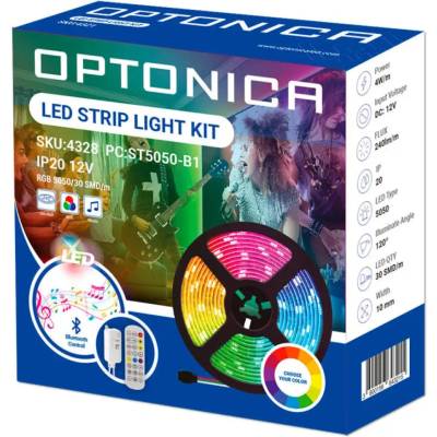 OPTONICA МУЗИКАЛНА led ЛЕНТА КОМПЛЕКТ 12w 1200lm 30/5m ip20 rgb optonica (3800156643284)