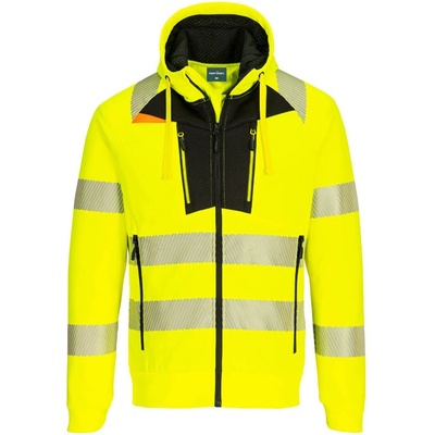 Portwest mikina s kapucí DX484 Hi Vis na zip reflexní žltá/čierna