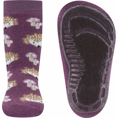 Ewers dětské protiskluzové ponožky Stoppersocken SoftStep Igel aubergine