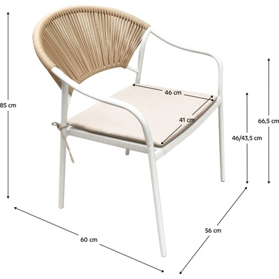 Kondela ELIOR Záhradný 3-dielny ratanový set, biela/béžová