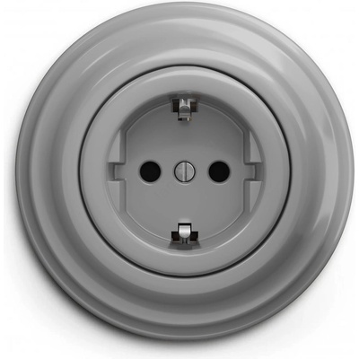 Reblig - Ретро домашна розетка с рамка SCHUKO 230V/16A сива (RG0052G)