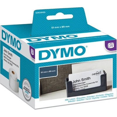 Papírové štítky Dymo 89mm x 51mm, bílé, pro vizitky, bez lepidla, 300 ks, S0929100